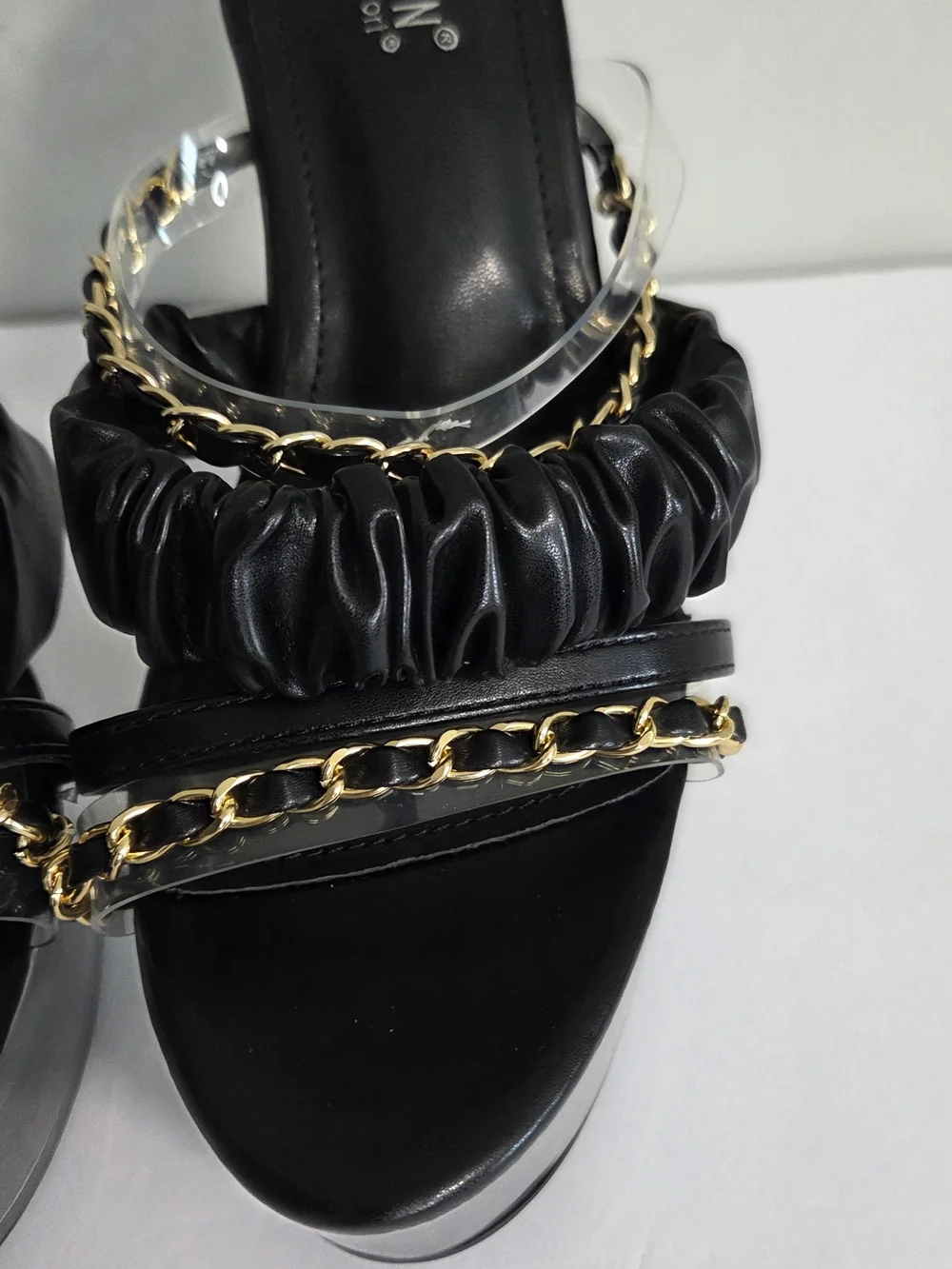 Cape Robbin Clear Platform Chain Strap High Heel Mule Sandals Women's Size 8